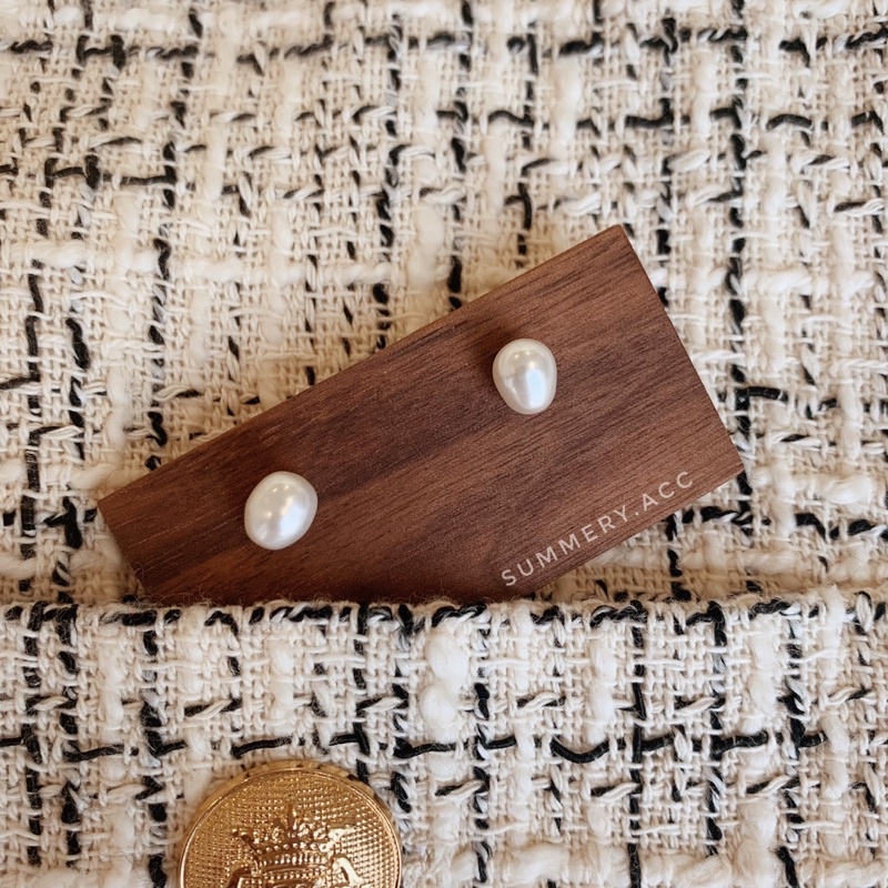 Khuyên tai bạc 925 SUMMERY nụ ngọc trai nhân tạo không đều bông tai S925