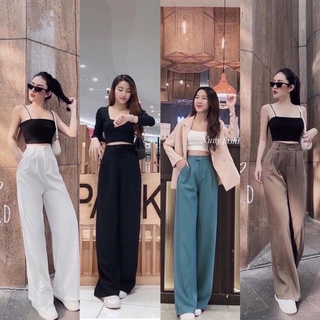 (TẶNG DÂY BUỘC TÓC) Quần suông nữ 💖FREESHIP💖 Quần ống rộng cạp chun sau chất Ruby Hàn mềm mịn