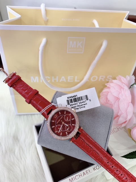 Đồng Hồ Nữ Dây Da Viền Hột Micheal Kors Mk6451 Full Box Chính Hãng