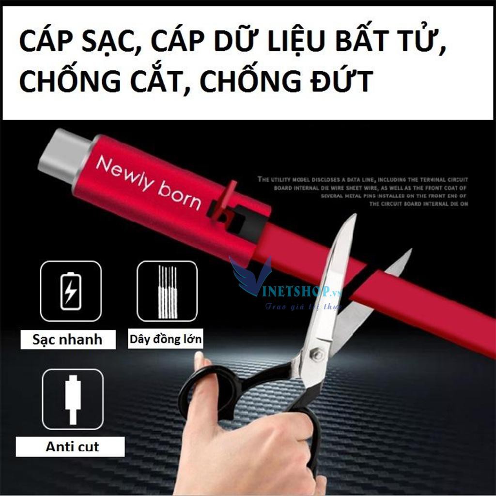 Cáp sạc chống cắt chống đứt Newly Born dây 1,5m cho điện thoại, máy tính bảng bị đứt nối lại được