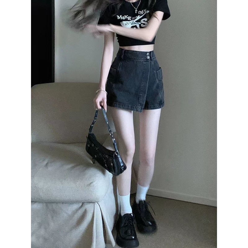 Quần Short Jeans Lưng Cao Dáng Chữ A Thời Trang Mùa Hè Cho Nữ