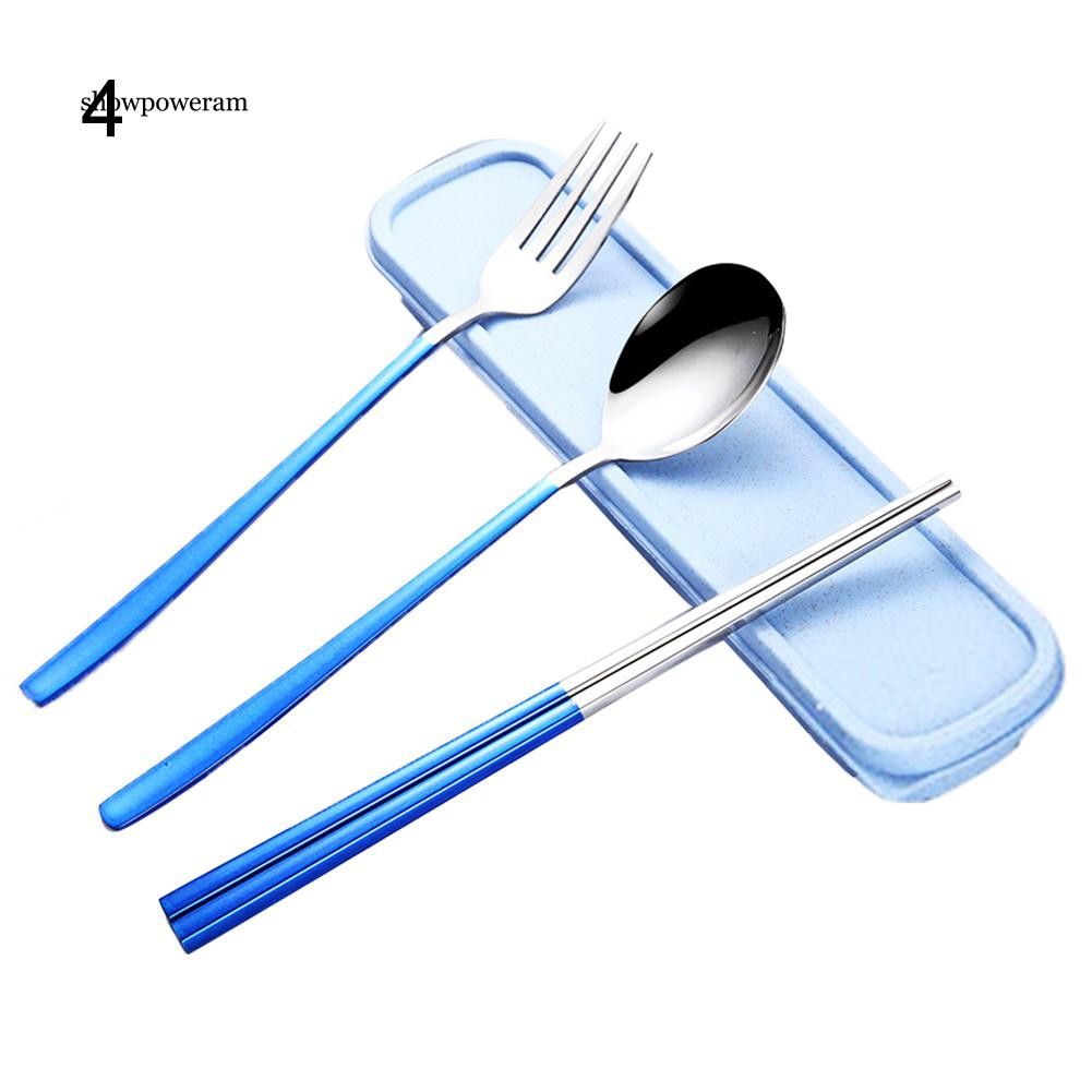 Set đũa muỗng và nĩa kèm hộp đựng inox tiện lợi du lịch dã ngoại