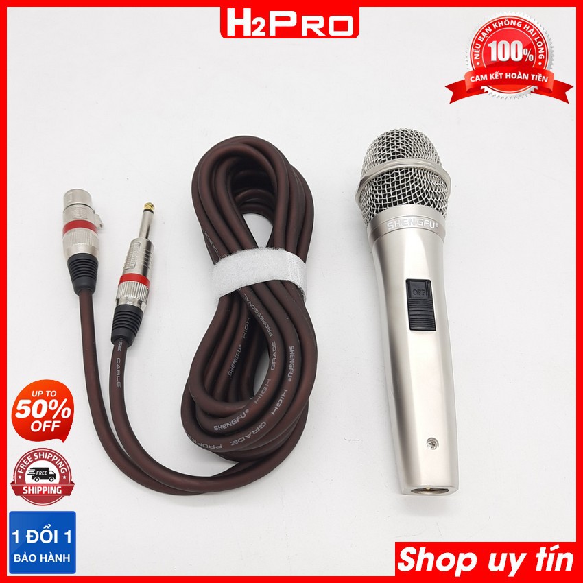 Micro có dây cao cấp SHENGFU SF-3700 H2Pro Chính hãng, hát nhẹ, giảm hú, tiếng sáng, micro karaoke cao cấp dây dài 5m