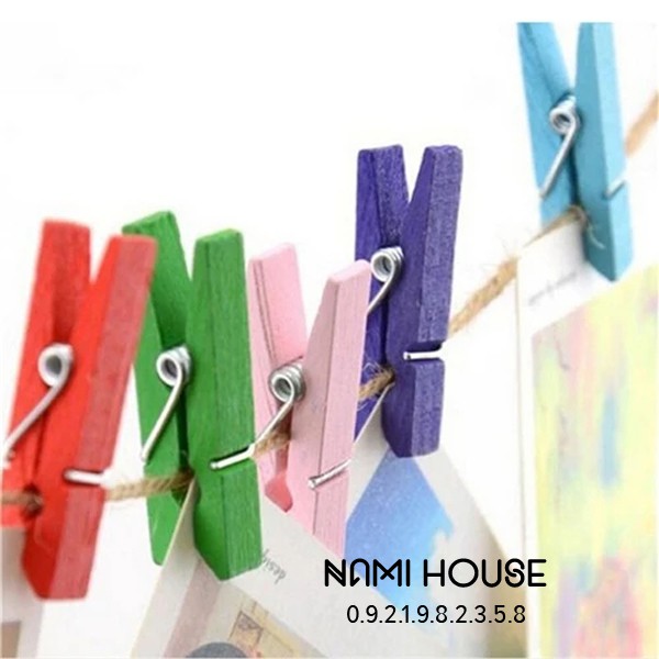 Kẹp gỗ nhiều màu DIY  treo ảnh treo tranh polaroid đẹp xinh lung linh - namimi house