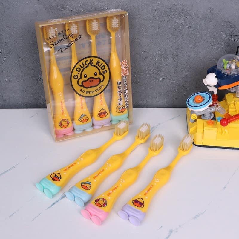 Set 4 bàn chải đánh răng vịt vàng G.DUCK lông mềm mịn mượt cho bé từ 3 đến 12 tuổi