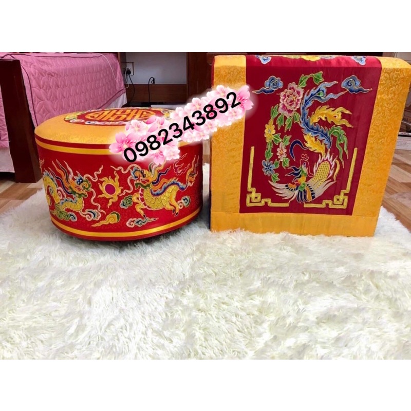 Gối vỗ hầu đồng - đôn hầu đồng hàng gấm thường