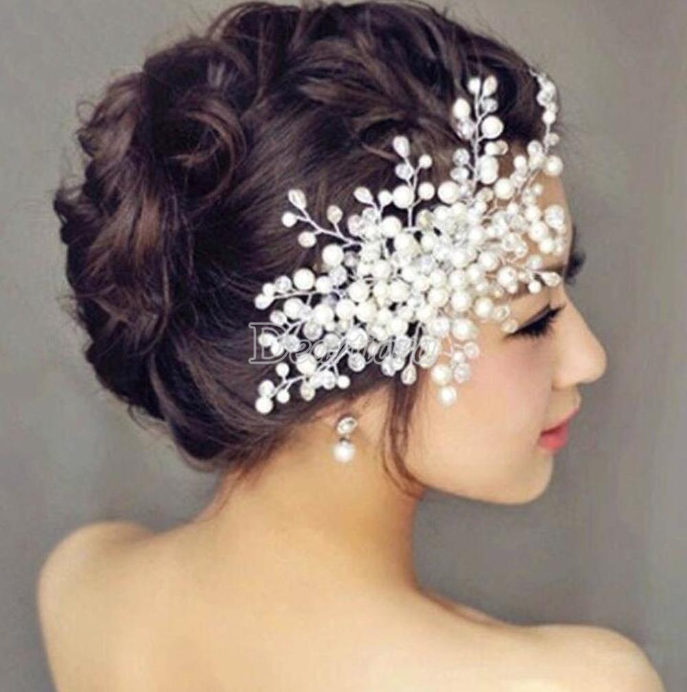 Lược cài tóc cho cô dâu đính ngọc trai sang trọng