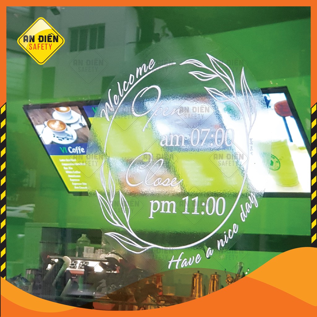 BỘ DECAL DÁN CỬA KÍNH OPEN - CLOSE HOURS - Have A Nice Day