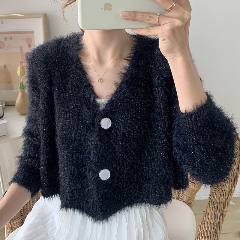 Áo Khoác Cardigan Len Dáng Ngắn Thời Trang Mùa Thu Cho Nữ