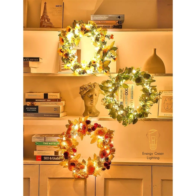 [ Nhiều Mẫu ] Vòng Hoa Treo Energy Green Lighting Trang Trí Giáng Sinh Có Đèn - Chuyên Trang Trí Các Sự Kiện