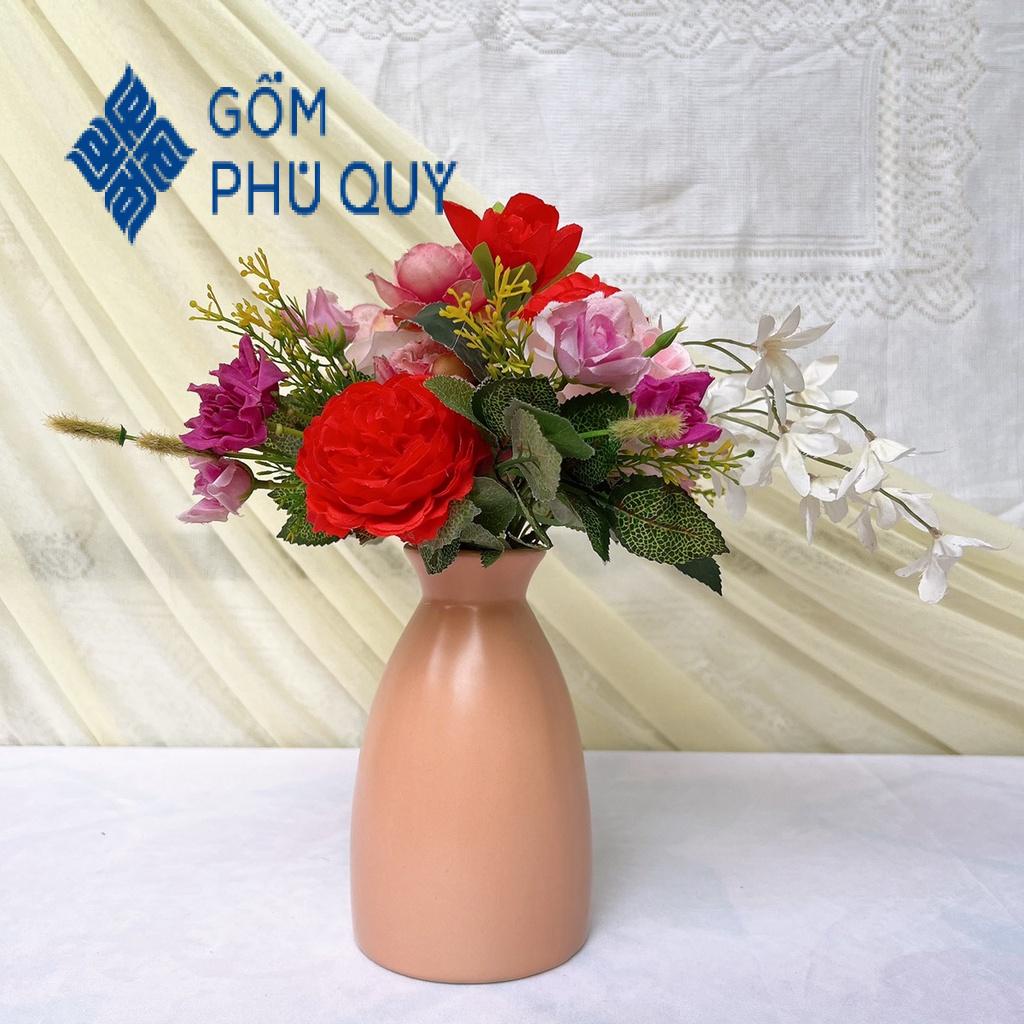 Lọ Hoa Decor 🌻 Gốm Sứ Bát Tràng 🌻 Bình Gốm Cắm Hoa,lọ Phễu Trơn Hoả Biến Gomphuquy Tm16