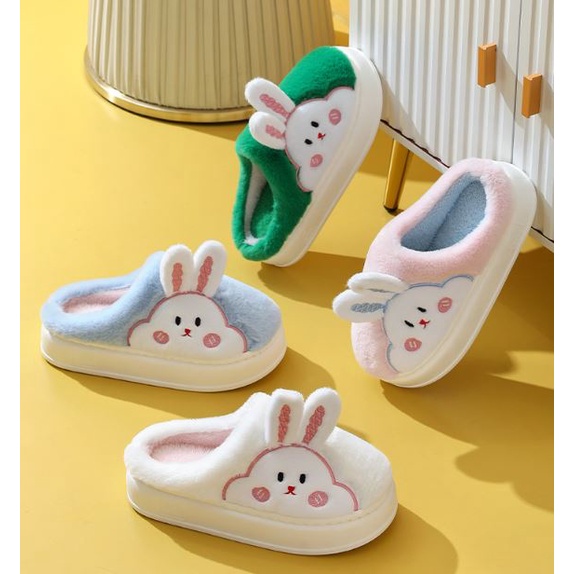 [ĐẾ 4CM] Dép Bông Đi Trong Nhà Mùa Đông, Dép Nữ Hình Thỏ CUTE Xinh Xắn Đế Cao Hottrend DBCT01