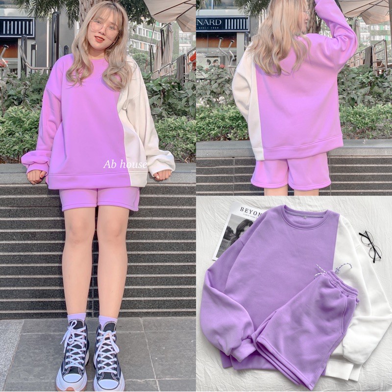 Set Áo Sweater 2LIGHT + Short Nỉ Unisex (Ảnh thật)