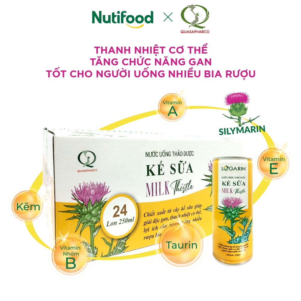 06 LON NƯỚC UỐNG THẢO MỘC KẾ SỮA LOGARIN LON 250ML - NUTIFOOD - YOOSOO MALL