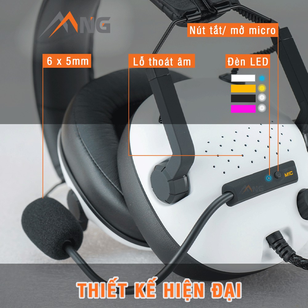 Tai nghe chụp tai chơi game có dây Edra EH492 dành cho game thủ,có micro, màu đen, trắng, hồng, vàng | BigBuy360 - bigbuy360.vn