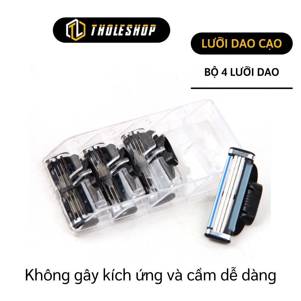 Bộ 4 Lưỡi Dao Cạo - Bộ Lưỡi Dao Cạo Râu 3 Lớp Cho Nam, Làm Sạch Nhanh Chóng 7375