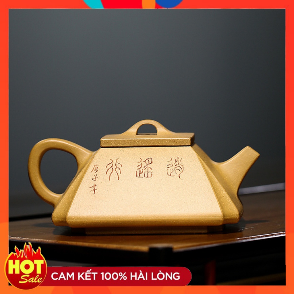 Ấm trà tử sa tứ phương thạch biều