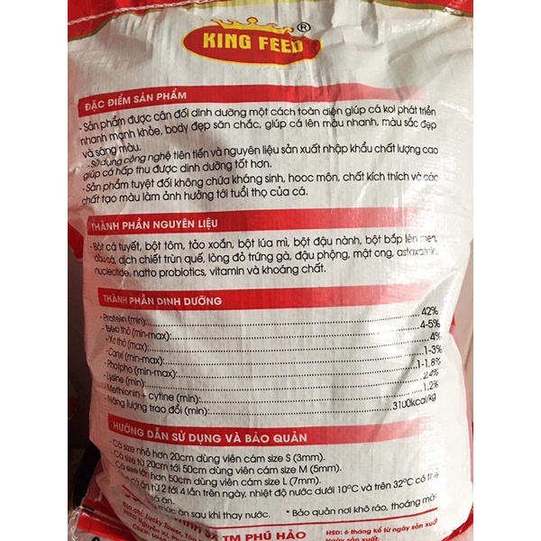 Thức ăn cá Koi KINGFEED bao 5kg giá rẻ tăng trưởng tăng màu