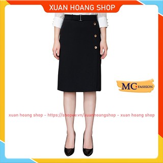Chân Váy Chữ A Dáng Dài Công Sở Nữ Đẹp, Lưng Cao Mc Fashion Màu Đen, Chất Vải Co Giãn Nhẹ, Size Đủ Cv0443