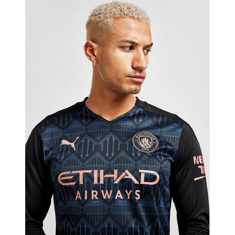 Áo Bóng Đá Dài Tay Màu Đen Manchester City Away 2020 2021 20 / 21