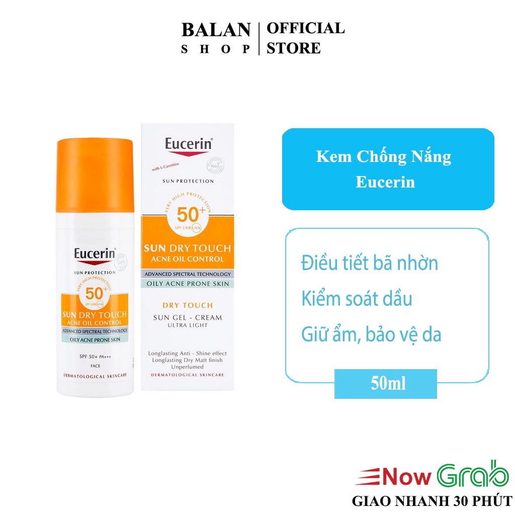 Kem Chống Nắng Eucerin C Sun Gel-Cream Dry Touch Oil Control SPF50+ Cho Da Dầu Mụn 50ml
