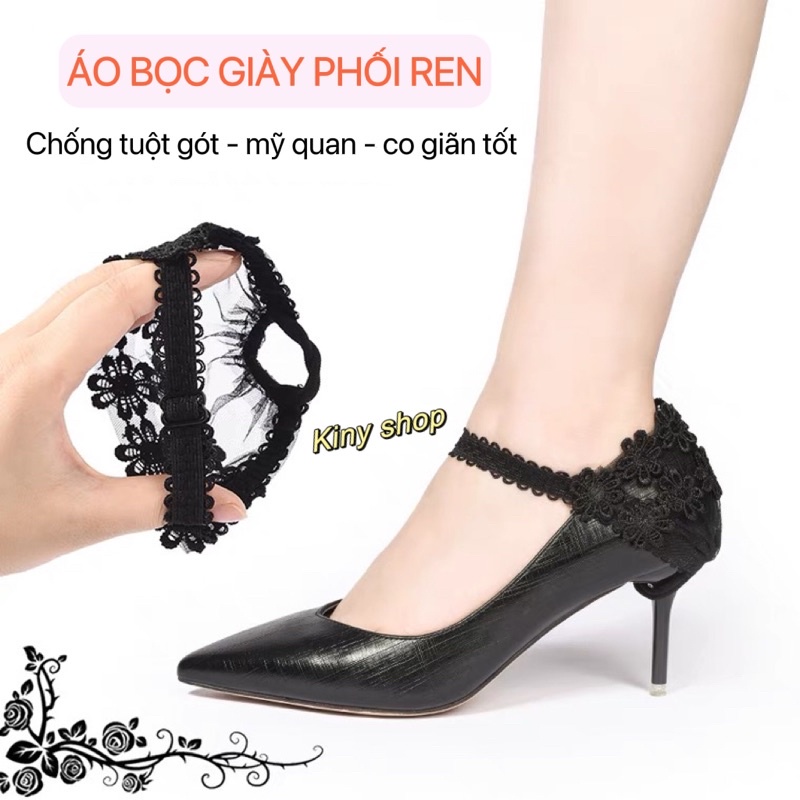 [MẪU MỚI] ÁO BỌC GIÀY CHỐNG TUỘT GÓT PHỐI REN CAO CẤP
