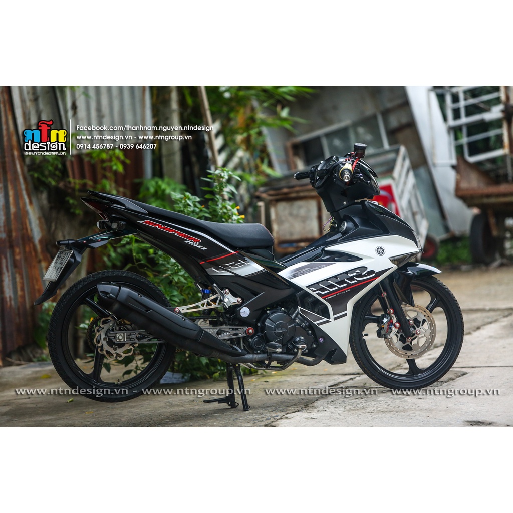 Tem rời exciter 150 Trắng đen Sniper , tem 3 lớp cao cấp  , không bay màu , ảnh thực