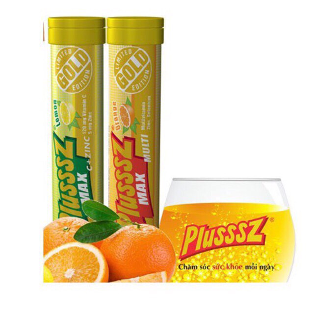 COMBO 2 LỌ VITAMIN C SỦI PLUSSSZ MAX GOLD CHANH CAM