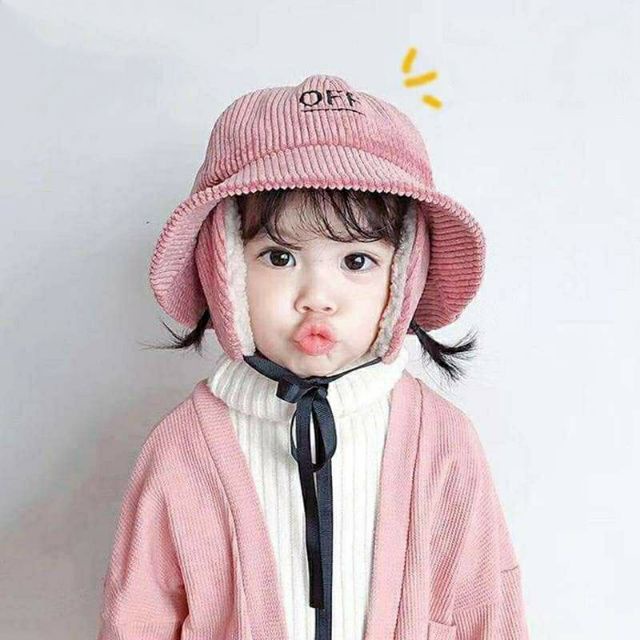 Mũ nhung tăm bịt tai, dày dặn giữ ấm cho bé 1-6 tuổi / mũ vành cho bé