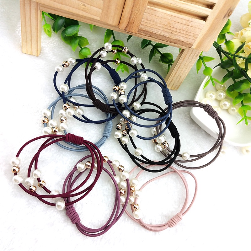 Dây buộc tóc đính hạt ngọc trai nhân tạo phong cách Hàn Quốc