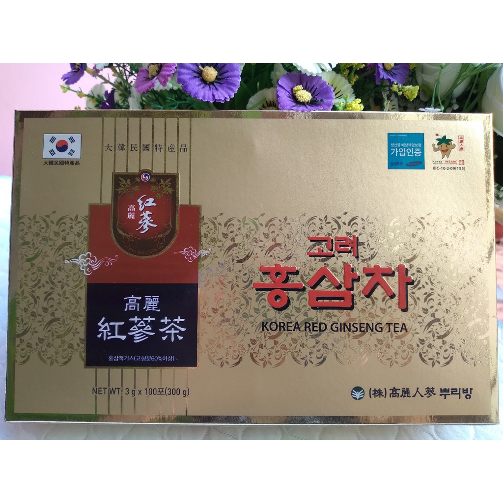 Trà hồng sâm Hàn Quốc Hộp 100 gói – Korean Ginseng Tea
