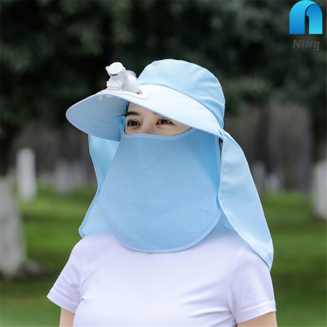 Nón Chống Nắng Kèm Quạt + Mặt Nạ Che Mặt Chống Nắng Cho Hoạt Động Thể Thao Ngoài Trời