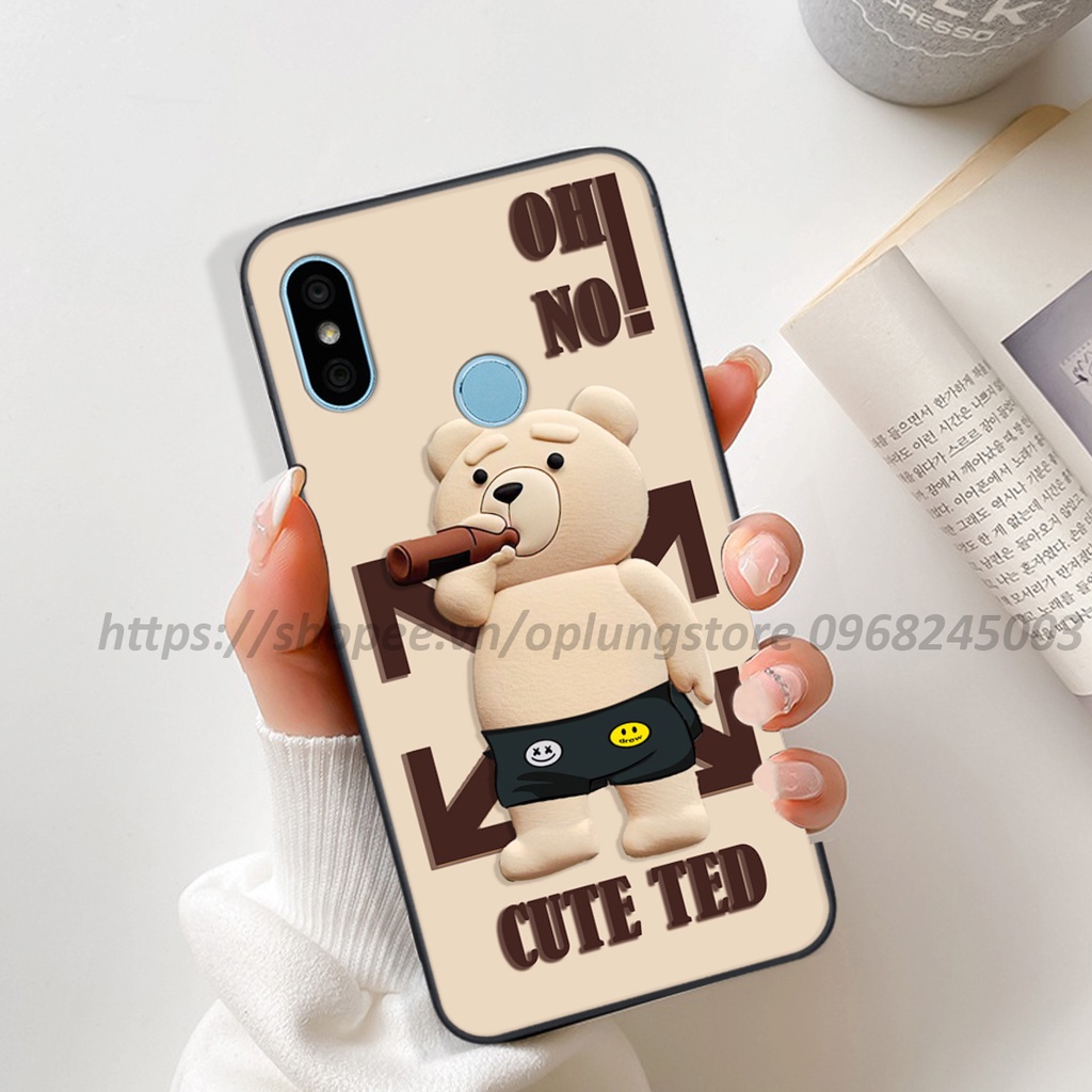 Ốp lưng Xiaomi Redmi Note 5-5Pro / 6-6Pro in hình 3D gấu cute cool ngầu giả nổi.