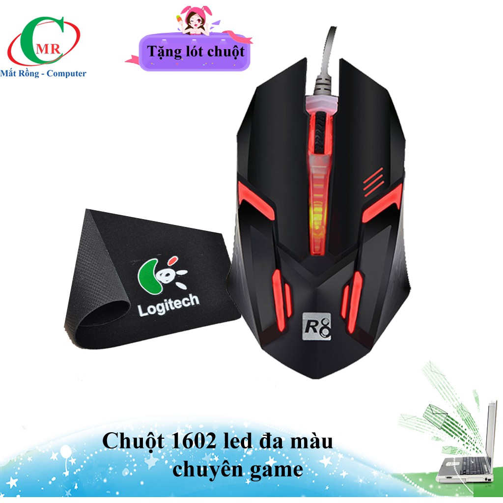 [Tặng lót chuột T-1] Chuột led đa màu 1602 chuyên game