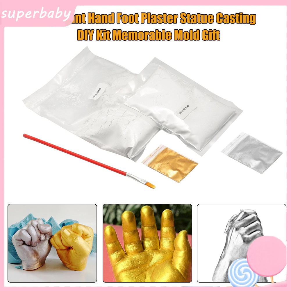 Set khuôn làm thạch cao tay hình bàn chân bàn tay em bé 3d diy có thể dùng làm quà tặng