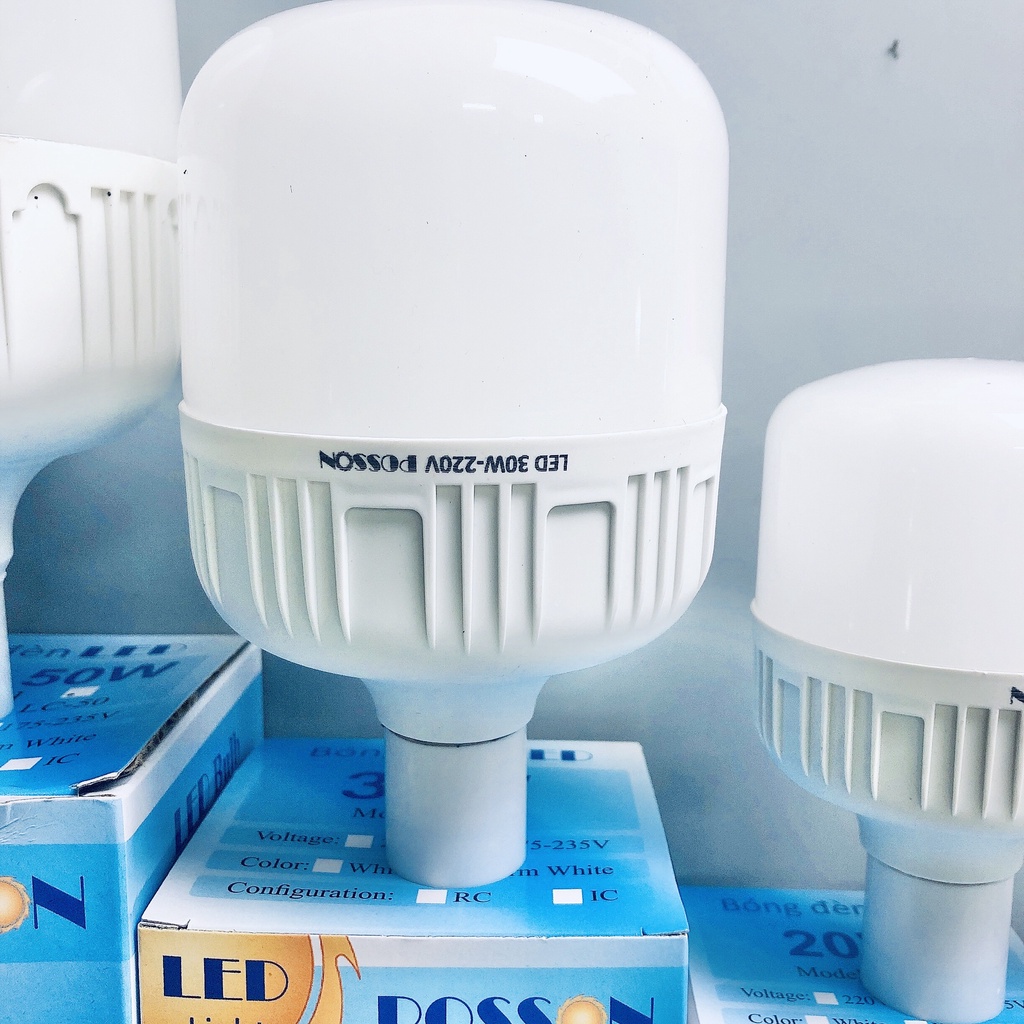 Bóng đèn Led VÀNG 50w 40w 30w 20w 10w siêu sáng tiết kiệm điện , LED BULB Trụ POSSON chống nước, bảo hành 6 tháng