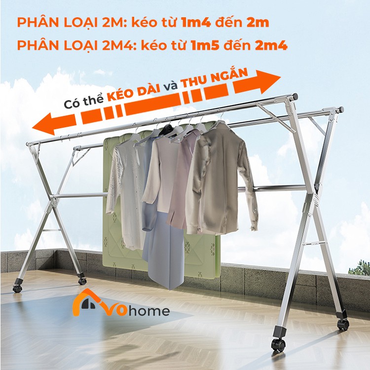 Giàn Phơi Quần Áo Thông Minh, Gấp gọn kiểu dáng giá phơi đồ có bánh xe tặng 20 móc treo cố định