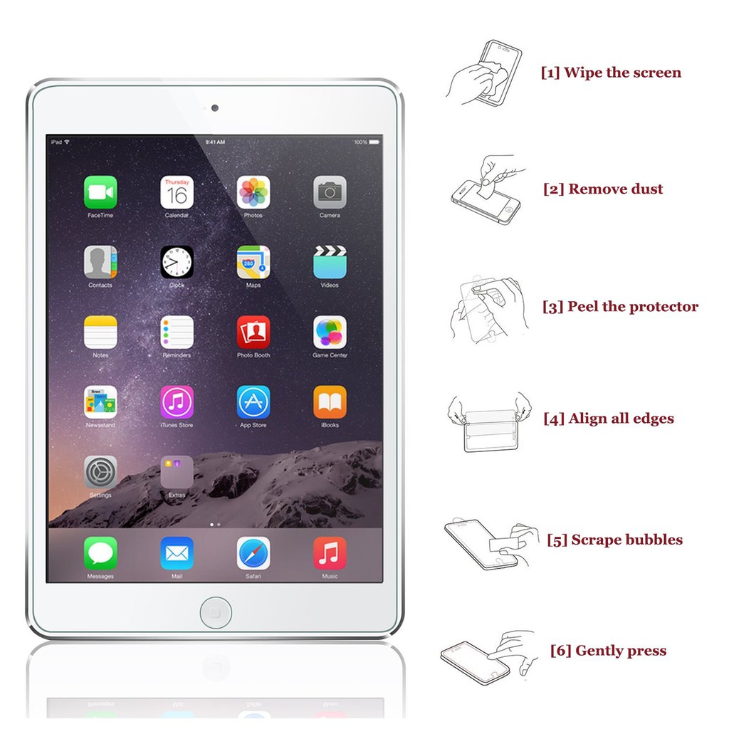 Kính cường lực toàn màn hình cho iPad 2017 / 2018 / Air1 / 2 / Mini1 2 3 4 / pro 9.7