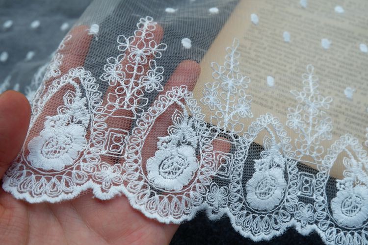 Vải ren hoa xinh xắn nhiều mẫu mã 13 - 20.5 cm dùng để trang trí áo quần