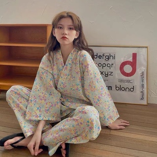 Order giá gốc bộ ngủ hoa phong cách nhật bản kimono dài tay