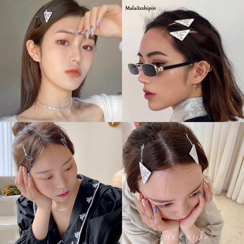 Kẹp tóc mái Pra-da hai mầu đen trắng hot trend CHAVI CLOTHING