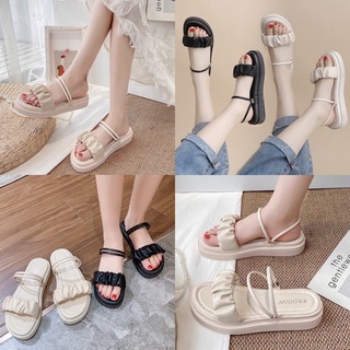 Dép quai nhúm phồng đế 3cm mang đc 2 kiểu