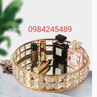 Khay đựng mỹ phẩm,nước hoa pha lê gold