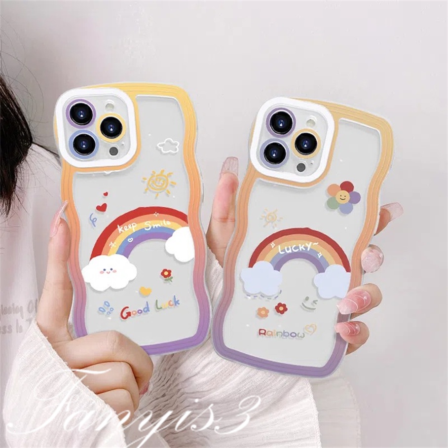Ốp Điện Thoại TPU Mềm Họa Tiết Mặt Cười Cầu Vồng Cho iPhone 14 13 12 11 Pro Max X XR Xs Max 8 7 6 6s Plus SE 2020