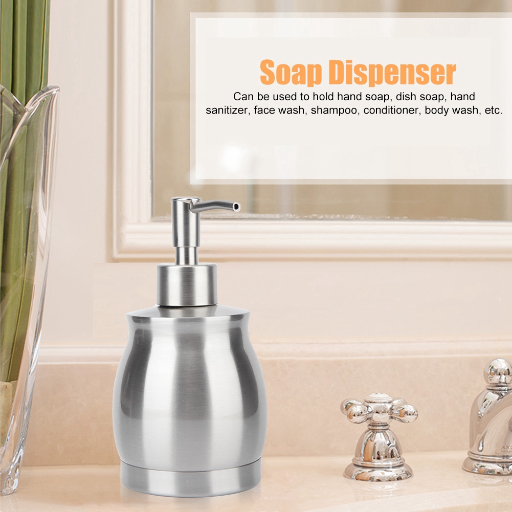 Allinit Multifunctional Bathroom Manual Press-Type Stainless Steel Emulsion Bottle Soap Dispenser 390ml