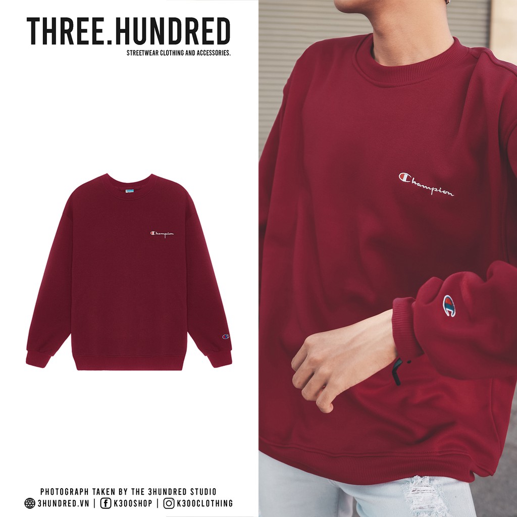 Áo Tay Dài Sweater Champion Chữ Thêu Màu Đỏ | BigBuy360 - bigbuy360.vn