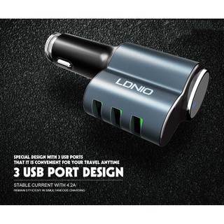 Sạc ô tô 3 cổng kèm tai bluetooth LDNIO CM21