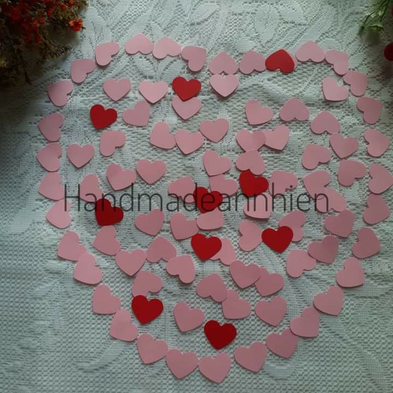 20-30 - 50 hình trái tim 2.5 x 2cm,3.5 ×3cm, 4.9x4.2cm bằng giấy màu - thủ công mầm non cho bé - hình trang trí thiệp 3D
