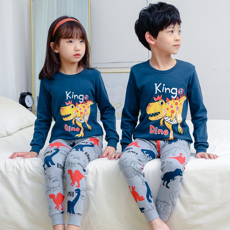 Bộ Đồ Ngủ Tay Dài Chất Liệu Cotton 100-160cm Thời Trang Xuân Thu Cho Bé