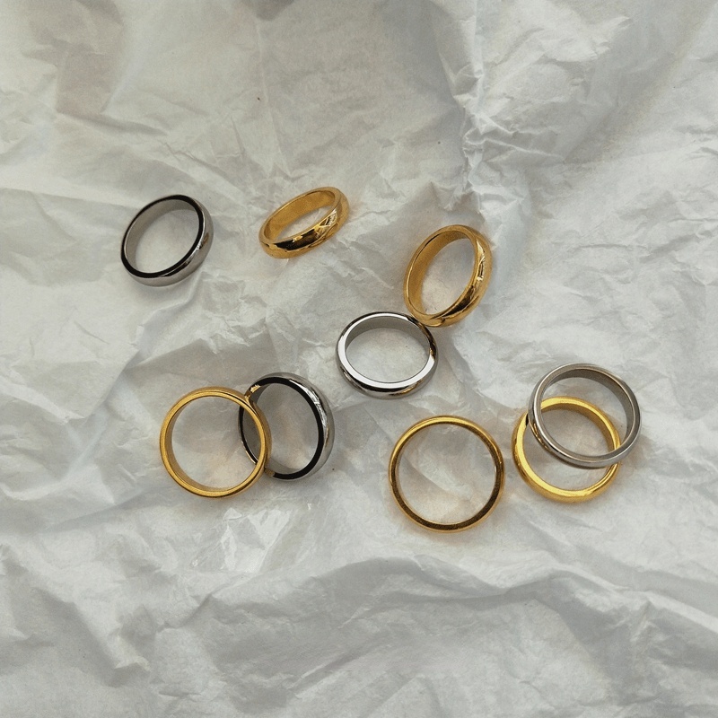 Nhẫn thép titan thiết kế đơn giản sang trọng thích hợp cho cặp đôi